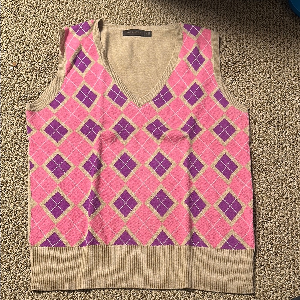 Pink and Purple Argyle Sweater Vest